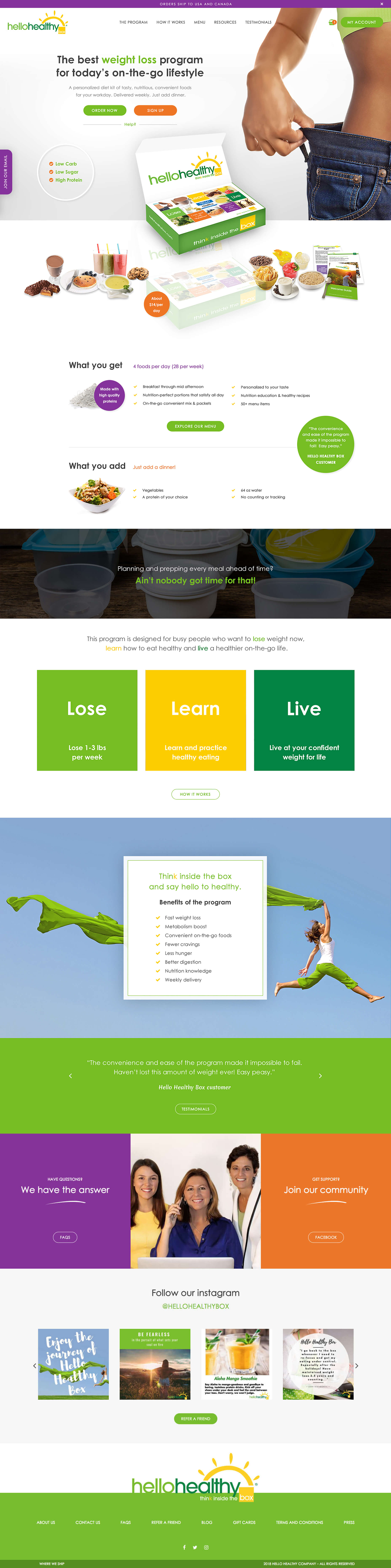 Hello Healthy Box — στιγμιότυπο website